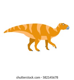 Birdlike Beak Orange Dinosaur Of Jurassic Period, Prehistoric Extinct Giant Reptile Cartoon Realistic Animal