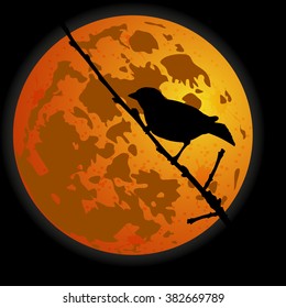 Birds against the moon. Vector.