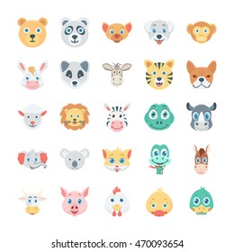 Birds and Animals Faces Colored Vector Icons 1