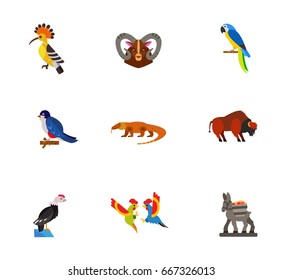 Birds and animals icon set