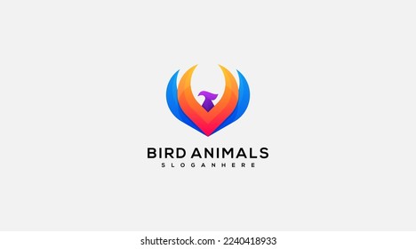 Birds anomals vector logo template design symbol