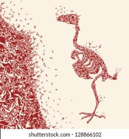 Birds Apocalypse vs. Bird Skeleton made from Birds