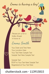 Birds and Bees Baby Shower Invitation