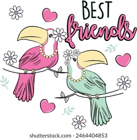 BIRDS BEST FRIENDS CUTE LOVE FLOWERS