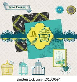 Birds and Birdcages Collection - for design or scrapbook - in vector