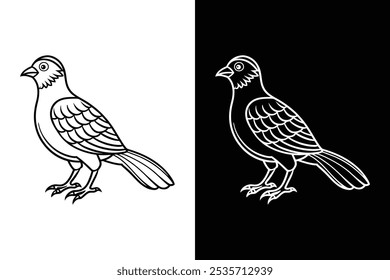 Birds black and white royalty free vector icon silhouettes. Dove Icon on Black and White Vector Background.