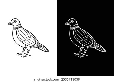 Birds black and white royalty free vector icon silhouettes. Dove Icon on Black and White Vector Background.