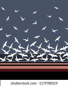 birds border pattern on background