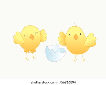 birds with broken egg