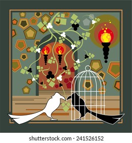 birds in the cage