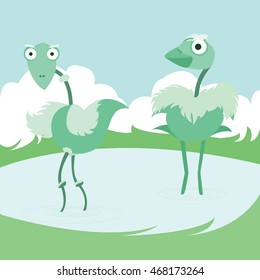 birds cartoon acting character