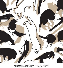 Birds and cats repeating pattern