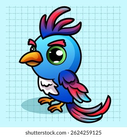 Birds character pets colored wings funny exotic flying action poses pictures. Animal bird character various colored illustration