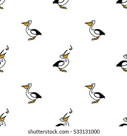 Birds collection Pelican Seamless pattern