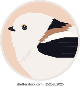 Birds collection A Shima Enaga Vector illustration of long-tailed tit found living on the island Hokkaido, Japan Round frame set