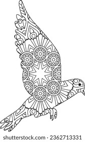 birds coloring page for adult,Cockatoo parrot line contour for coloring book.
Coloring page of two parrots in love and floral background with flowers. Freehand sketch drawing for Valentine's Day vinta