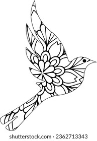 birds coloring page for adult,Cockatoo parrot line contour for coloring book.
Coloring page of two parrots in love and floral background with flowers. Freehand sketch drawing for Valentine's Day vinta