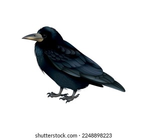 Birds composition with isolated side view image of sitting bird with feathers on blank background vector illustration
