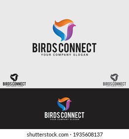 birds Connect Logo Vector Design Template