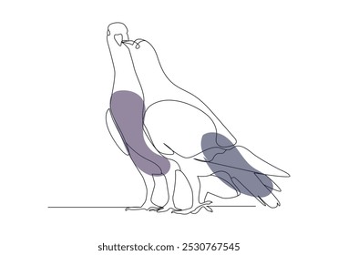 Birds in continuous line art drawing, Animal bird flying continuous outline.