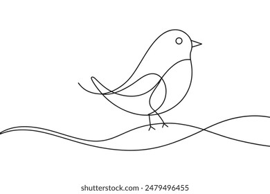 Birds Continuous line art vector illustration on white background