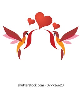 birds couple with heart . love symbol