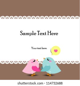 Birds couple in love - vector illustration. Design template for greeting card, party, invitation,postcard .