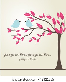 Birds couple in love. Vector illustration.