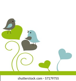 Birds couple in love. Vector illustration