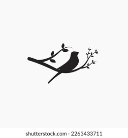 Birds Couple Silhouette on Branch Vector, Birds in love Silhouette, Wall Decals, Couple of Birds in Love, Art Decoration, Wall, Birds Silhouette on branch isolated on white background, romantic