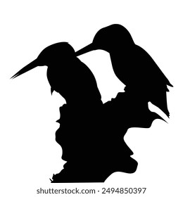 Birds Couple Silhouette Vector, Birds in love Silhouette, Wall Decals, Couple of Birds in Love, Art Decoration, Wall Decor, Birds Silhouette on branch isolated on white background, romantic