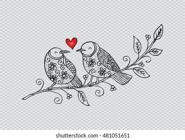 Birds couple. Sketchy style.