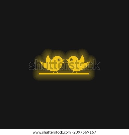 Birds Couple yellow glowing neon icon