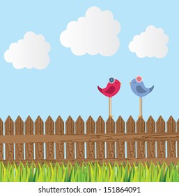 birds design over landscape background vector illustration