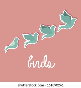 birds design over pink  background vector illustration