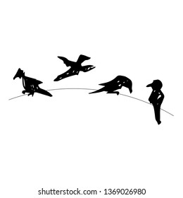 Birds in different poses. Vector illustration.