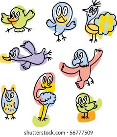 birds doodles vector