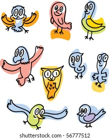 birds doodles vector