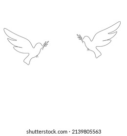 Birds dove line drawing vector illustration