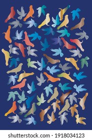 Birds doves flying pattern textile