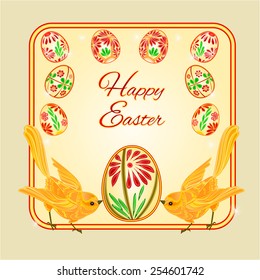 Birds and easter eggs place for text vector illustration