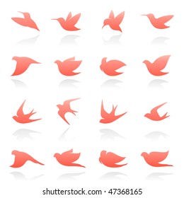 Birds. Elements for design. Vector illustration.