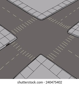 Birds eye view of empty road intersection