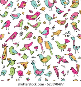 Birds family, seamless pattern for your design
