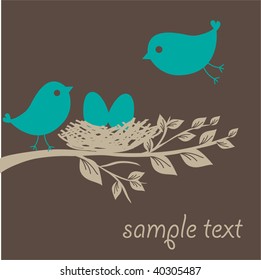 Birds family. Vector illustration