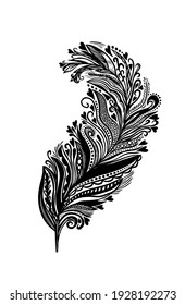 The bird's feather is decorative from patterns. Vector illustration