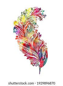 The bird's feather is decorative from patterns. Vector illustration