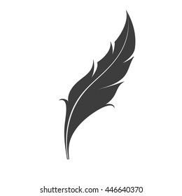 Bird's feather icon. Feather flat logo isolated on white background. Vector illustration.