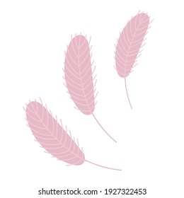  Bird's feather isolated on a white background. Chicken or goose feather. Design for Easter, Christmas, postcards, stickers. Flat vector illustration