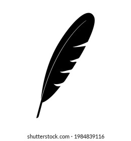 The bird's feather silhouette is light and elegant on a white background. Vector image.